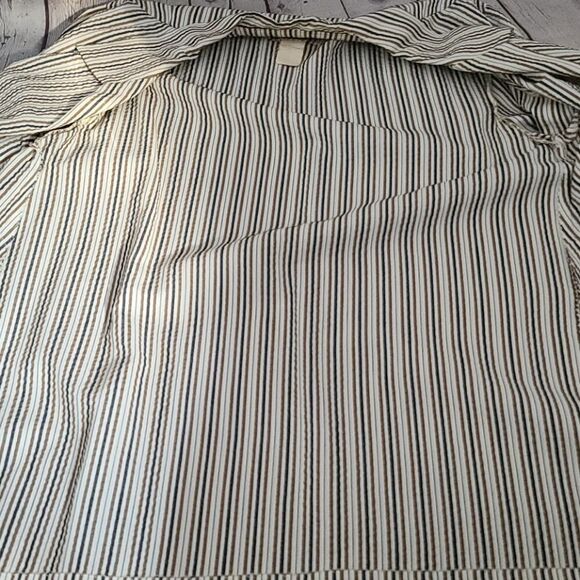 Vintage 70s Black Brown Striped Open Front Blazer - Picture 14 of 15